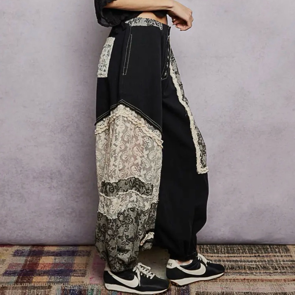 NEW 26 collection: “The Greta” Button crochet accent ruffle trim jogger pants. - Picture 3 of 7